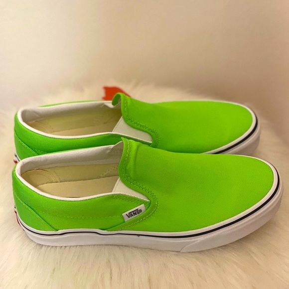 New Vans Classic Slip-On (Neon) Green Gecko/Tr Wht - Picture 2 of 5